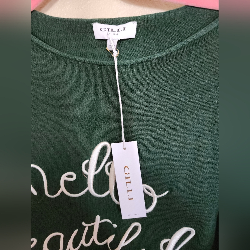 Saleπ€ Hello Beautiful By Gilli New York Emerald Green Sweater - Picture 3 of 4